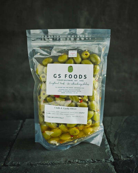 Chilli & Garlic Olives - 1kg Pack