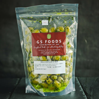 Basil & Garlic Olives - 1kg Pack
